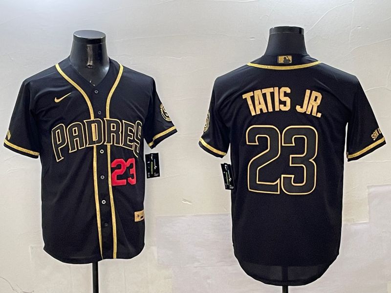 Men San Diego Padres #23 Tatis jr Black Gold Game 2025 Nike MLB Jersey style 2->san diego padres->MLB Jersey